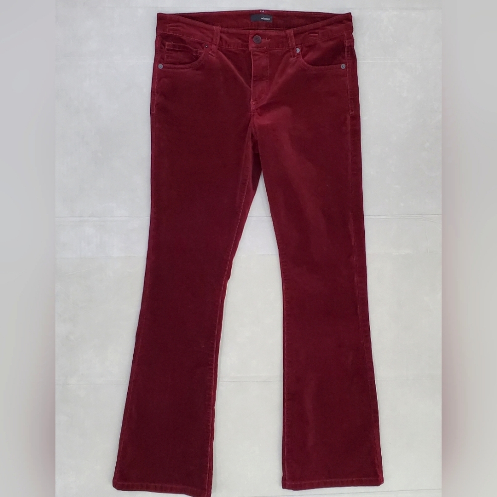 Edyson corduroy pants women's 27 petite burgundy bootcut mid rise stretch